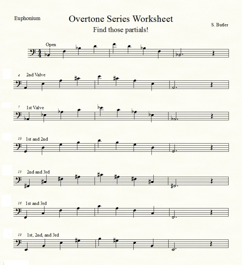 Euphonium 4 Valve Finger Chart