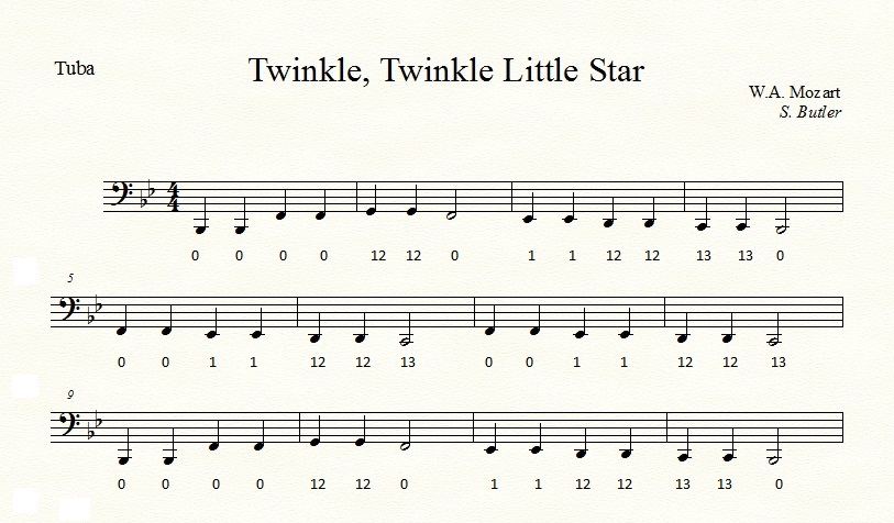 Trumpet Finger Chart Twinkle Twinkle Little Star